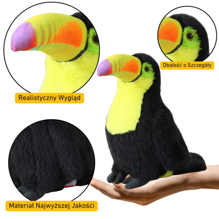 Pluszowy Ptak Tukan Pluszak Maskotka Przytulanka Żółty 20cm