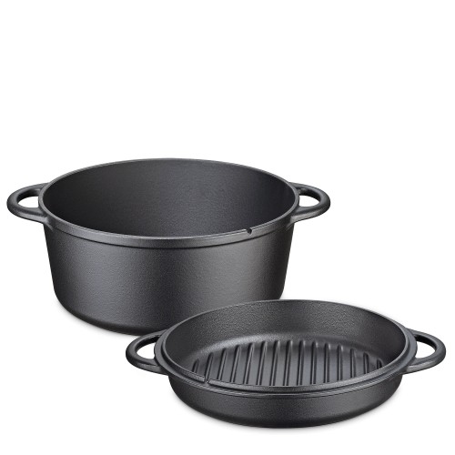 Garnek z pokrywą/patelnią grillową, żeliwo, 5,0 l, śred. 26 cm