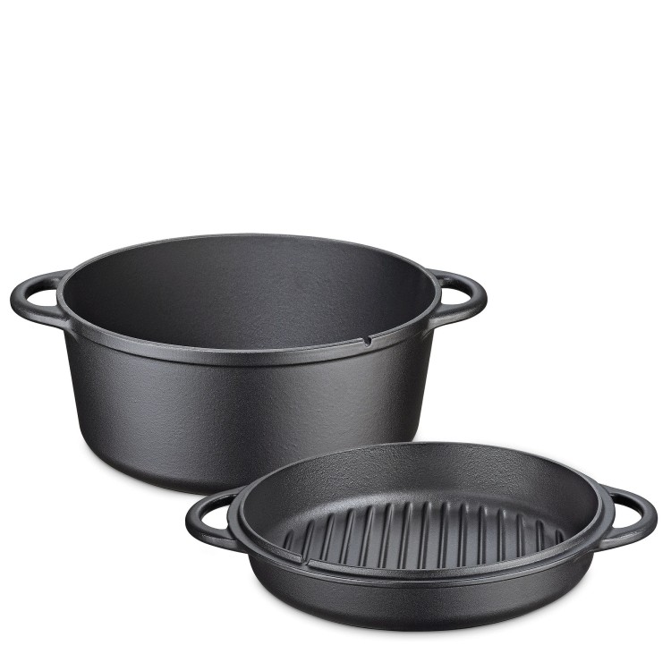 Garnek z pokrywą/patelnią grillową, żeliwo, 5,0 l, śred. 26 cm