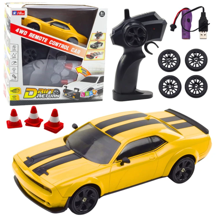 Auto Sportowe Do Driftu Wymienne Koła Zdalnie Sterowany RC 4WD Żółte Sport
