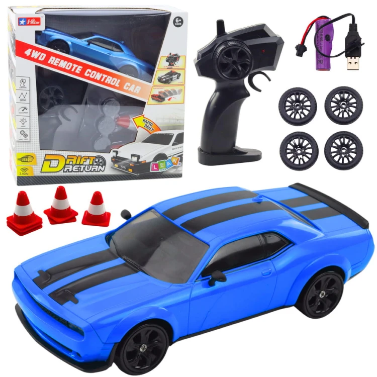 Auto Sportowe Drift Wymienne Koła Zdalnie Sterowany RC 4WD Niebieskie Sport