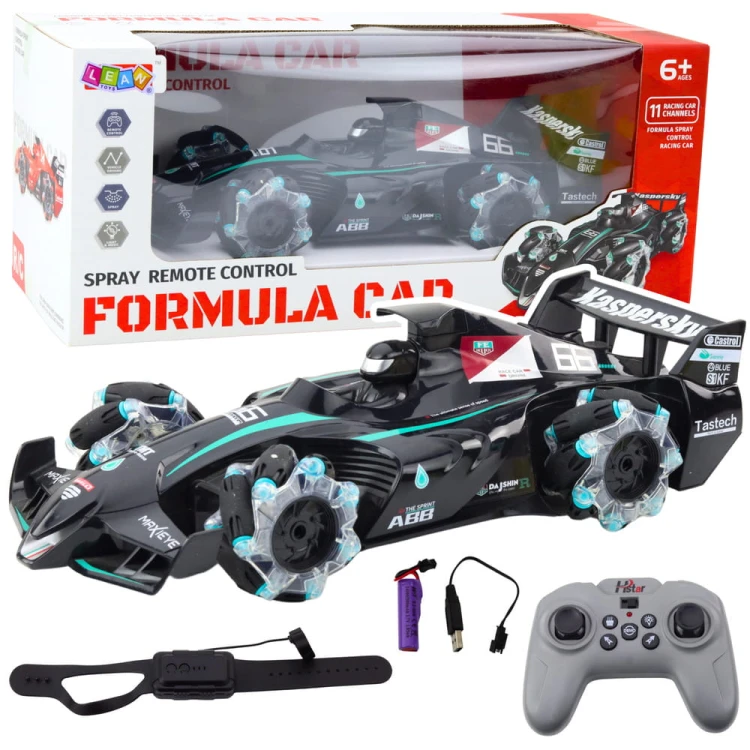 Wyścigówka Auto Sportowe Zdalnie Sterowana RC Efekt Dymu 2.4G Czarna