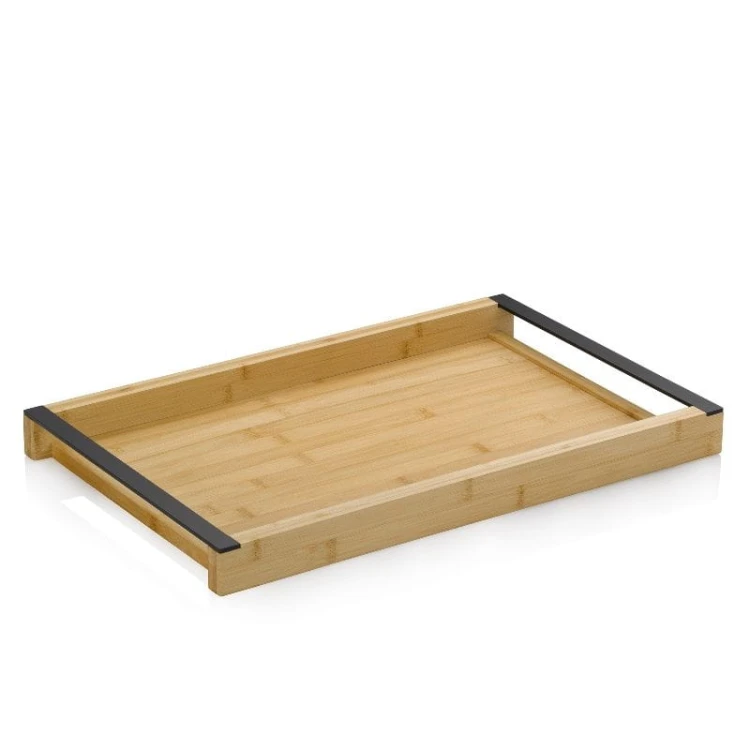 Taca do serwowania, bambus/metal, 43 x 27 x 4 cm