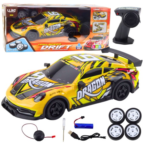 Auto Sportowe Zdalnie Sterowane RC Podświetlana Karoseria Drift Żółty