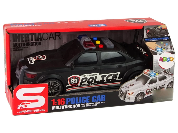 Auto Sportowe Otwierany Bagażnik Policja Światła Dźwięki Czarny 1:16