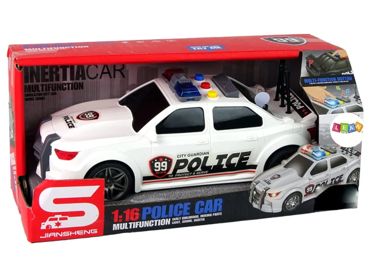 Auto Sportowe Otwierany Bagażnik Policja Światła Dźwięki Biały 1:16