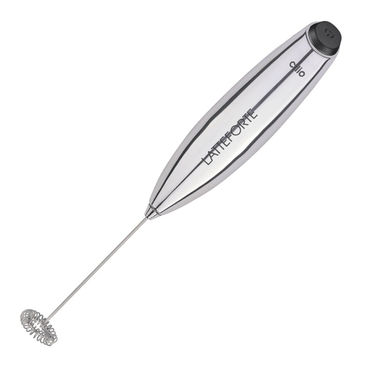 Spieniacz do mleka na stojaku, 23 cm, metaliczny błyszczący
