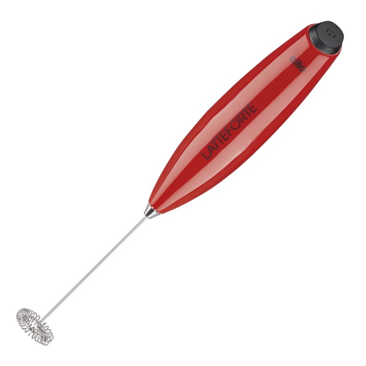 Spieniacz do mleka na stojaku, 23 cm, czerwony