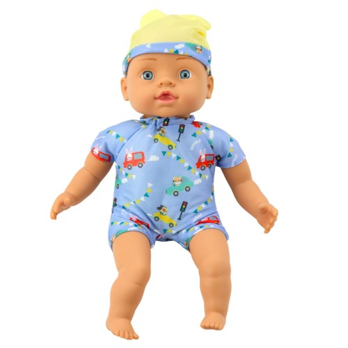 Lalka Bobas Niebieskie Ubranko z Wzorami Czapeczka z Uszami 31cm