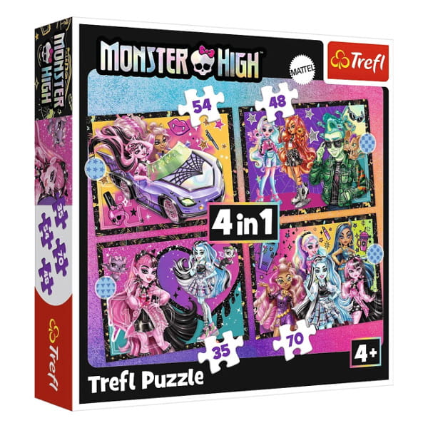 Puzzle 4w1 Elektryzujący dzień Monster High - Trefl