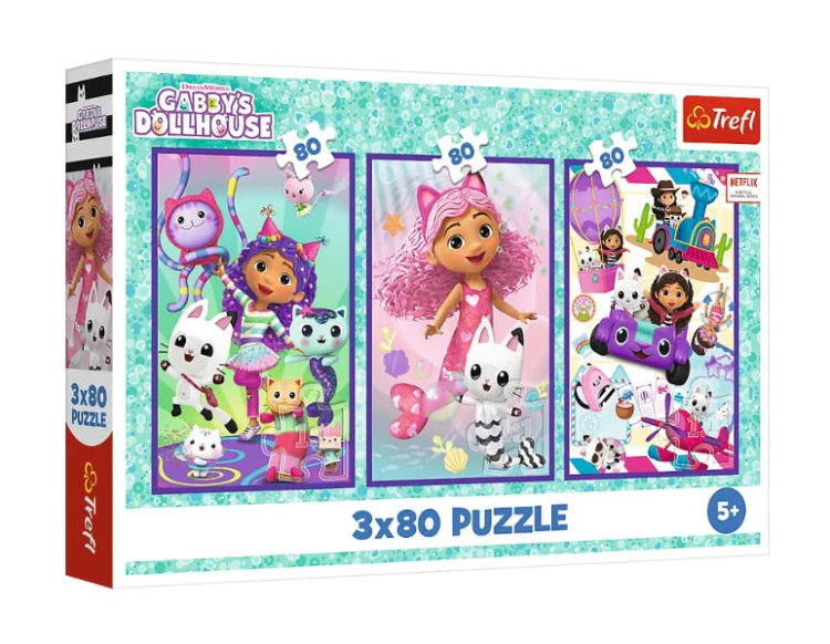 Puzzle 3x80 Kolorowe dni Gabby - Trefl