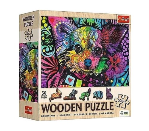 Puzzle 500+1 Puzzle drewniane Kolorowy szczeniaczek - Trefl