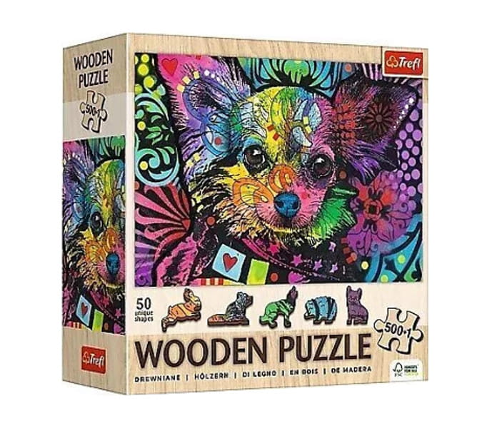 Puzzle 500+1 Puzzle drewniane Kolorowy szczeniaczek - Trefl