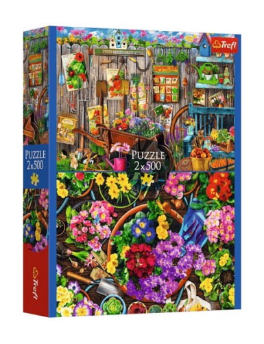 Puzzle 2x500 Praca w ogrodzie - Trefl