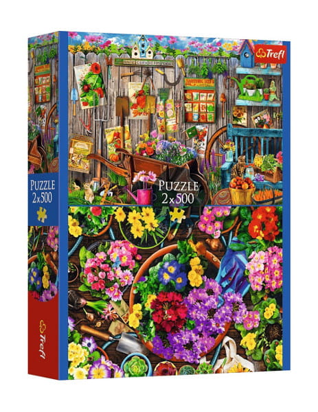 Puzzle 2x500 Praca w ogrodzie - Trefl