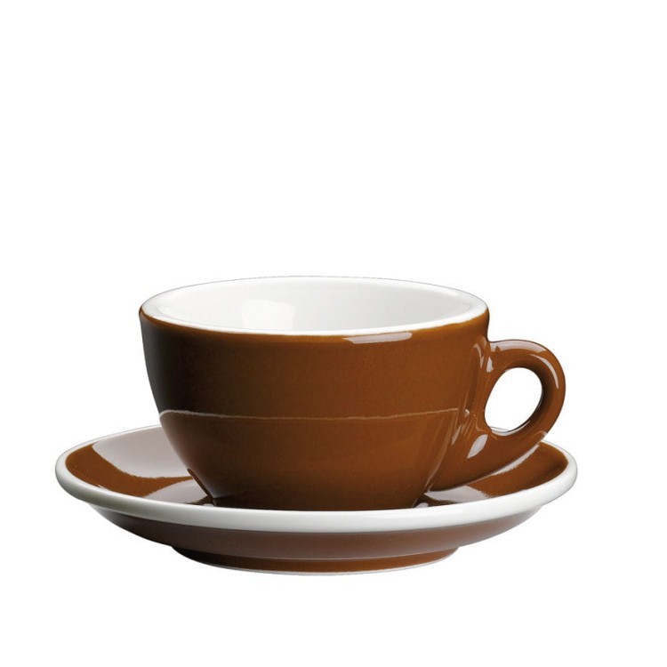 FIliżanka do cappuccino, ze spodkiem, 0,1 l, brąz
