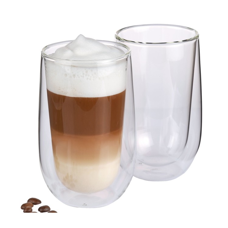 Dwie szklanki do latte macchiato, podwójne ścianki, 0,35 l, śred. 9 x 14 cm