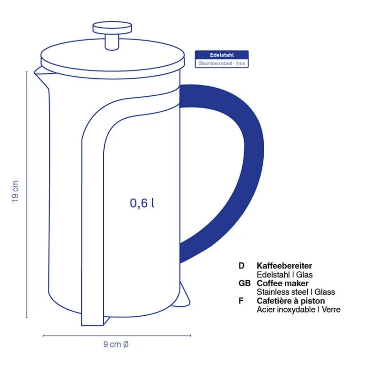 Kafeteria tłokowa, 0,6 l