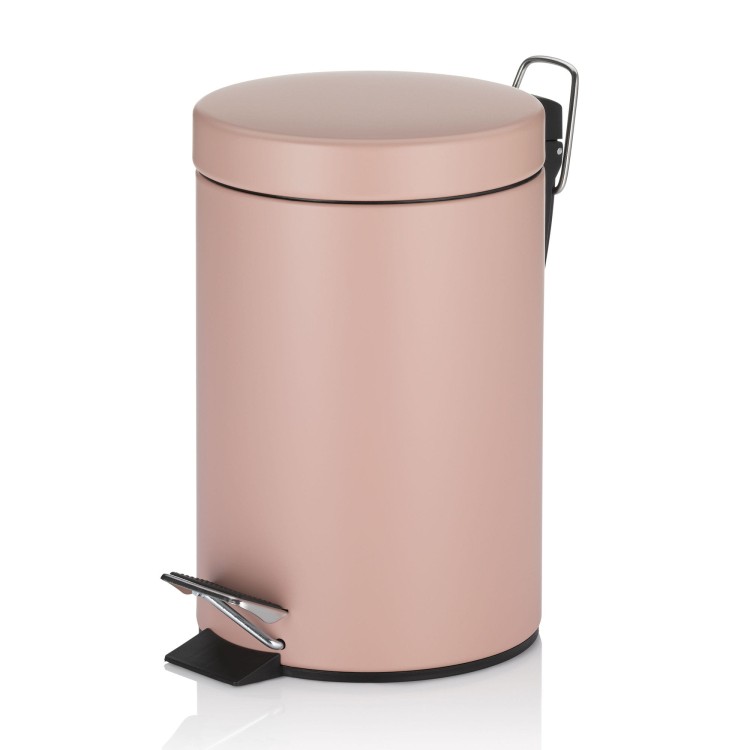 Łazienkowy kosz na śmieci, metal matowy, śred.17 cm, wys. 26 cm, 3,0 l, różowy