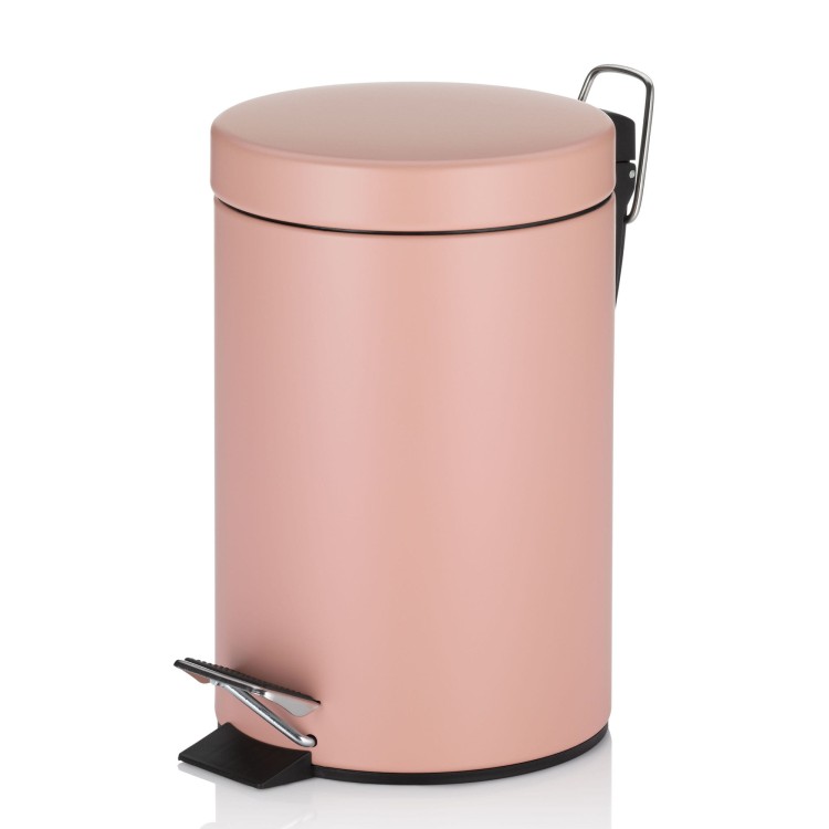 Łazienkowy kosz na śmieci, metal matowy, śred.17 cm, wys. 26 cm, 3,0 l, różowy