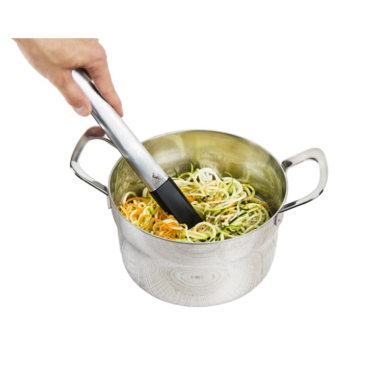Szczypce do patelni z powłoką nieprzywierającą, stal nierdzewna/silikon, 30 cm