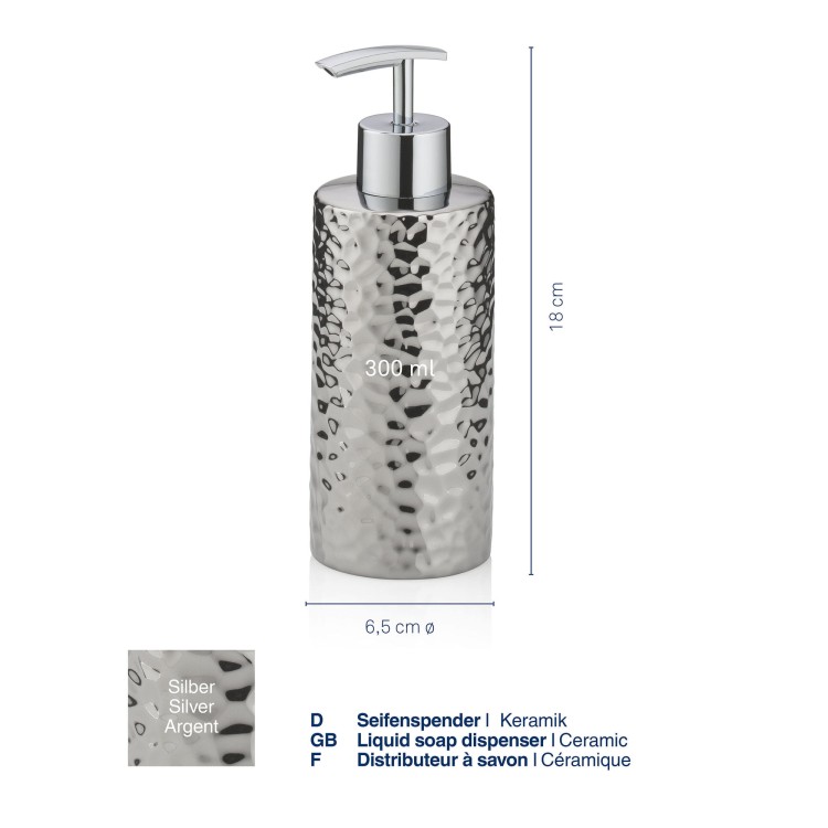 Dozownik do mydła, ceramika/tworzywo sztuczne, 0,3 l, śred. 6,5 x 18 cm