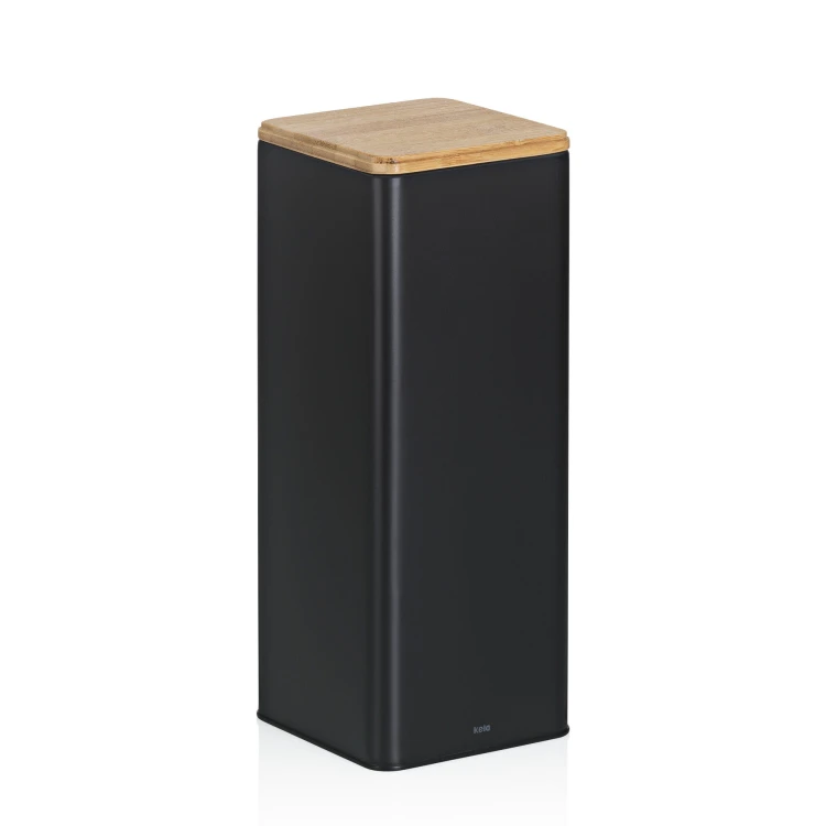 Pojemnik kuchenny, metal/bambus, 3,0 l, 11,5 x 11,5 x 28,5 cm
