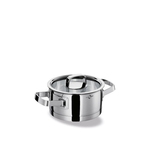 Garnek niski z pokrywą, stal nierdzewna/szkło, 1,25 l, śred. 16 x 7,5 cm