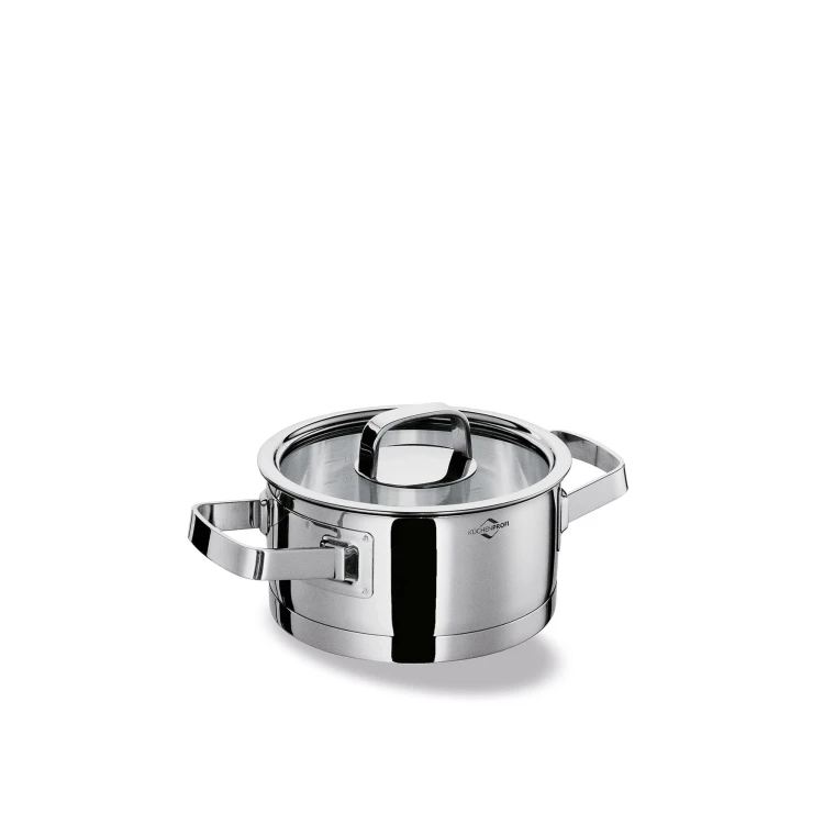 Garnek niski z pokrywą, stal nierdzewna/szkło, 1,25 l, śred. 16 x 7,5 cm