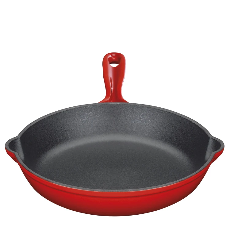 Patelnia żeliwna, śred. 16 cm, czerwona