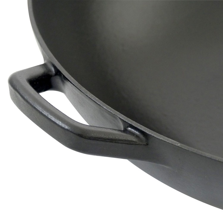 Wok ze szklaną pokrywą, żeliwo emaliowane, śred.36 cm, 4 l, wys. 10 cm, czarny