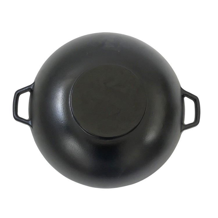 Wok ze szklaną pokrywą, żeliwo emaliowane, śred.36 cm, 4 l, wys. 10 cm, czarny