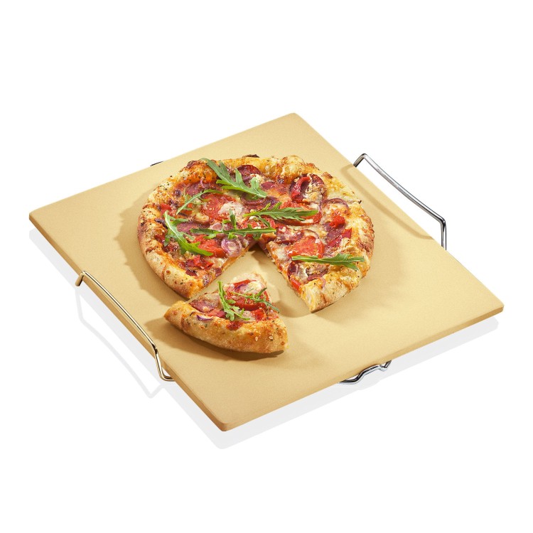 Kamień do pieczenia pizzy, na stelażu, 38x35 cm