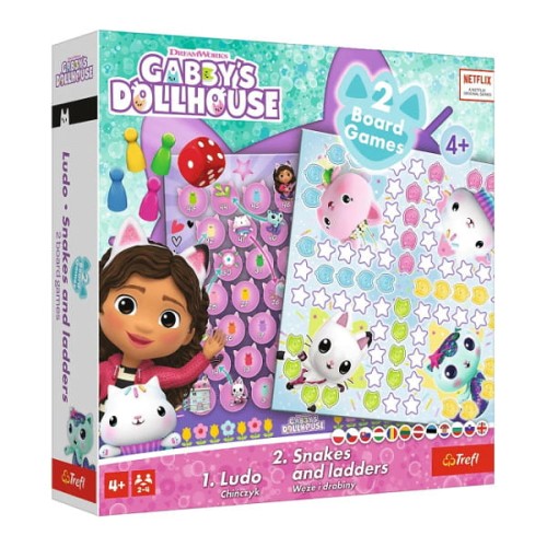 Gra 2w1 Chińczyk/Węże i drabiny Gabby's Dollhouse - Trefl