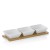 Zestaw 3 kwadratowych porcelanowych miseczek na bambusowej podkładce, 33,5x12x5 cm, białe