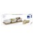 Zestaw 3 kwadratowych porcelanowych miseczek na bambusowej podkładce, 33,5x12x5 cm, białe