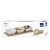 Zestaw 3 kwadratowych porcelanowych miseczek na bambusowej podkładce, 33,5x12x5 cm, białe