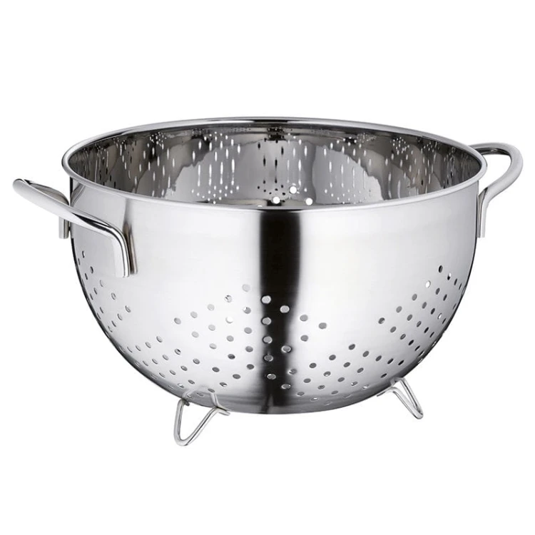 Stalowy durszlak, śred. 24 cm, wys. 15,5 cm