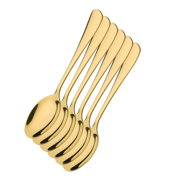 Łyżeczki do kawy, 6 szt., stal nierdzewna, 13,5 cm, kolor złoty