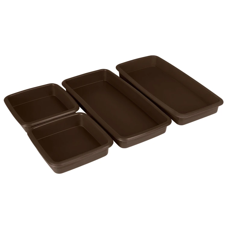 Silikonowe tacki do pieczenia, 4 szt., 11 x 11 cm (2 szt.), 24 x 11 cm (2 szt.)