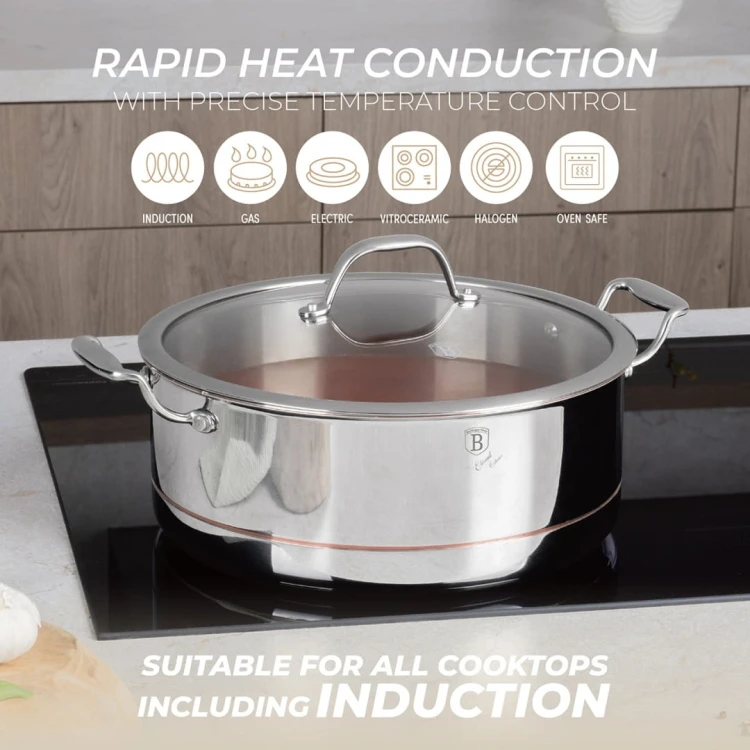 Garnek z pokrywką 28 cm Copper Touch Collection BerlingerHaus BH-8816