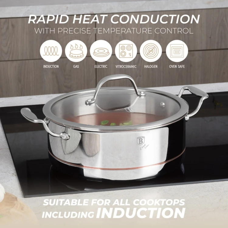Garnek z pokrywką 24 cm Copper Touch Collection BerlingerHaus BH-8815