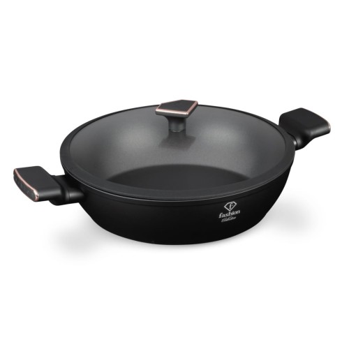 Garnek niski z pokrywką 30 cm Fashion TV FTV-0036 Matte Black- Rose Gold