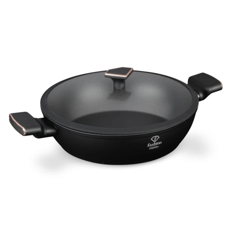Garnek niski z pokrywką 30 cm Fashion TV FTV-0036 Matte Black- Rose Gold