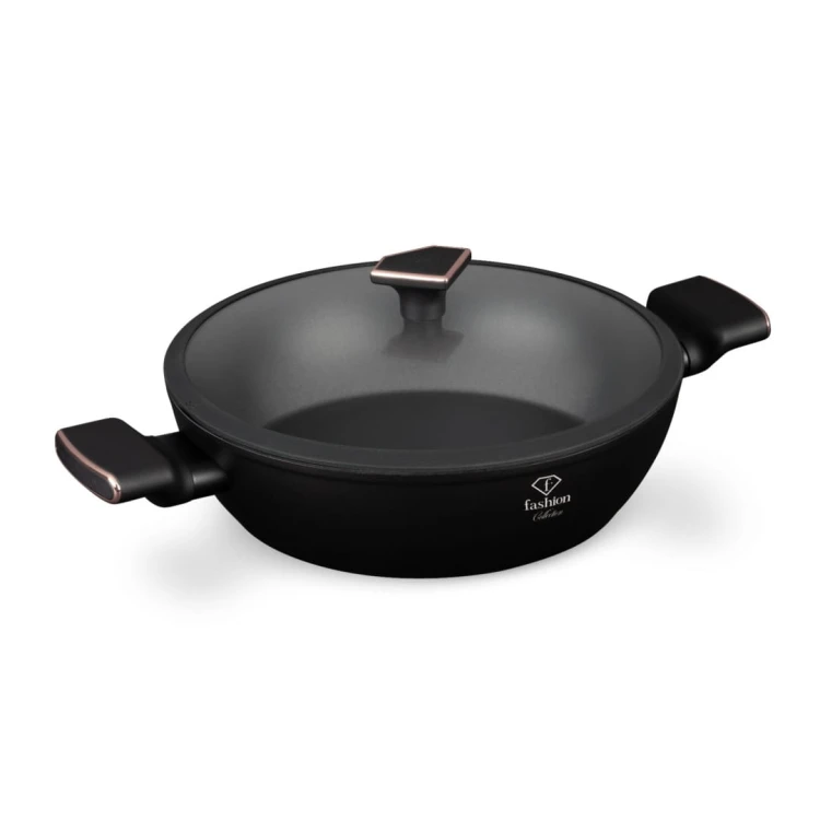 Garnek niski z pokrywką 28 cm Fashion TV FTV-0035 Matte Black- Rose Gold