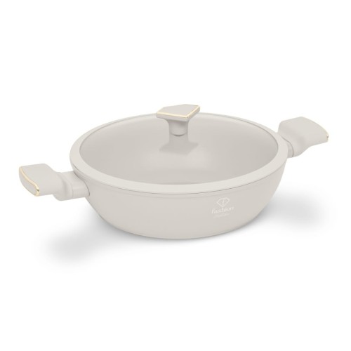 Garnek płytki z pokrywką 28 cm Fashion TV FTV-0066 Matte Cream Gold