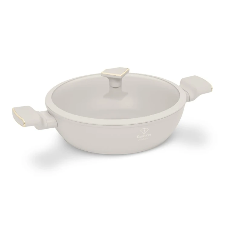 Garnek płytki z pokrywką 28 cm Fashion TV FTV-0066 Matte Cream Gold