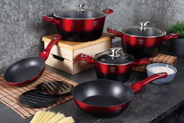 Zestaw 10 el. garnki i patelnie Berlinger Haus BH-1631 Black Burgundy