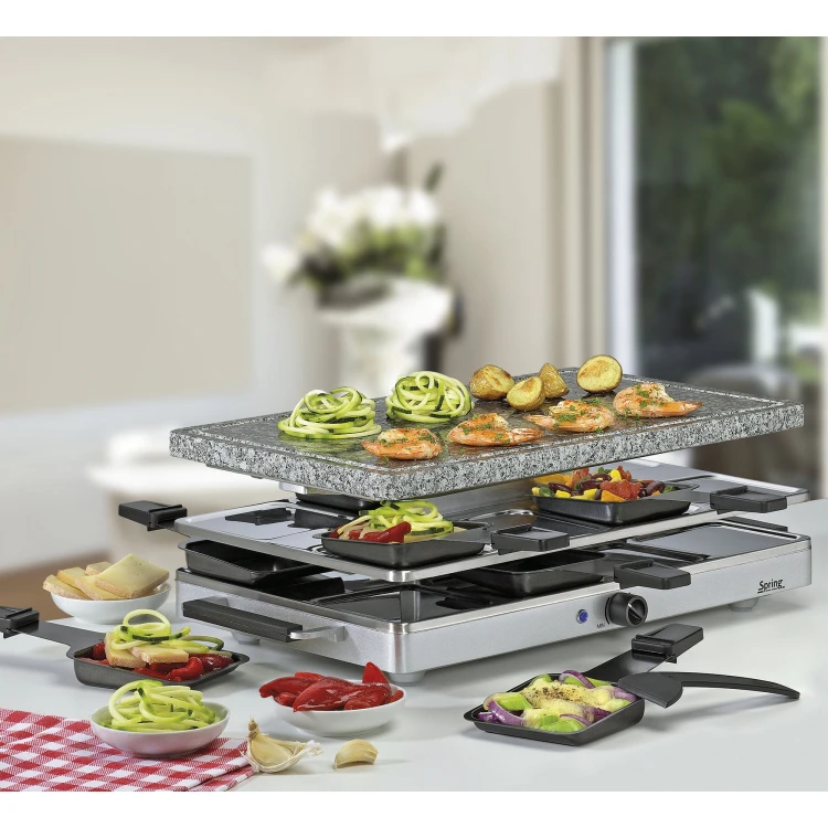 Raclette/grill stołowy, dla 8 os., granitowa płyta grillowa, 47,5 x 27 x 14 cm
