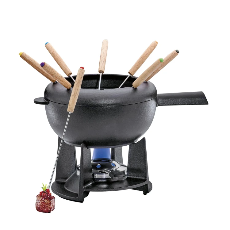 Zestaw do fondue serowego, dla 8 os., 2,0 l, żeliwo, czarny
